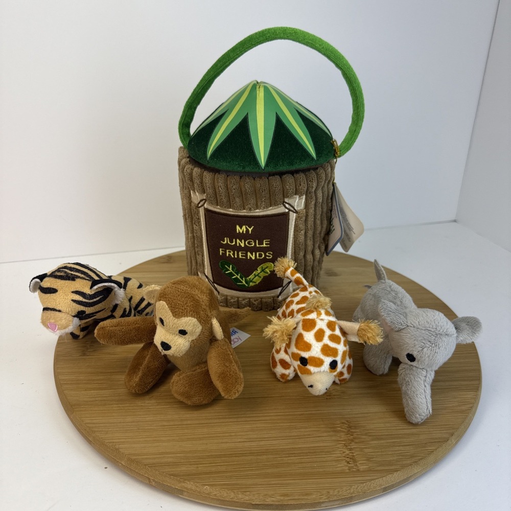 Aurora Baby My Jungle Friends Plush Tree House W/ Tiger Giraffe Monkey Ellephant